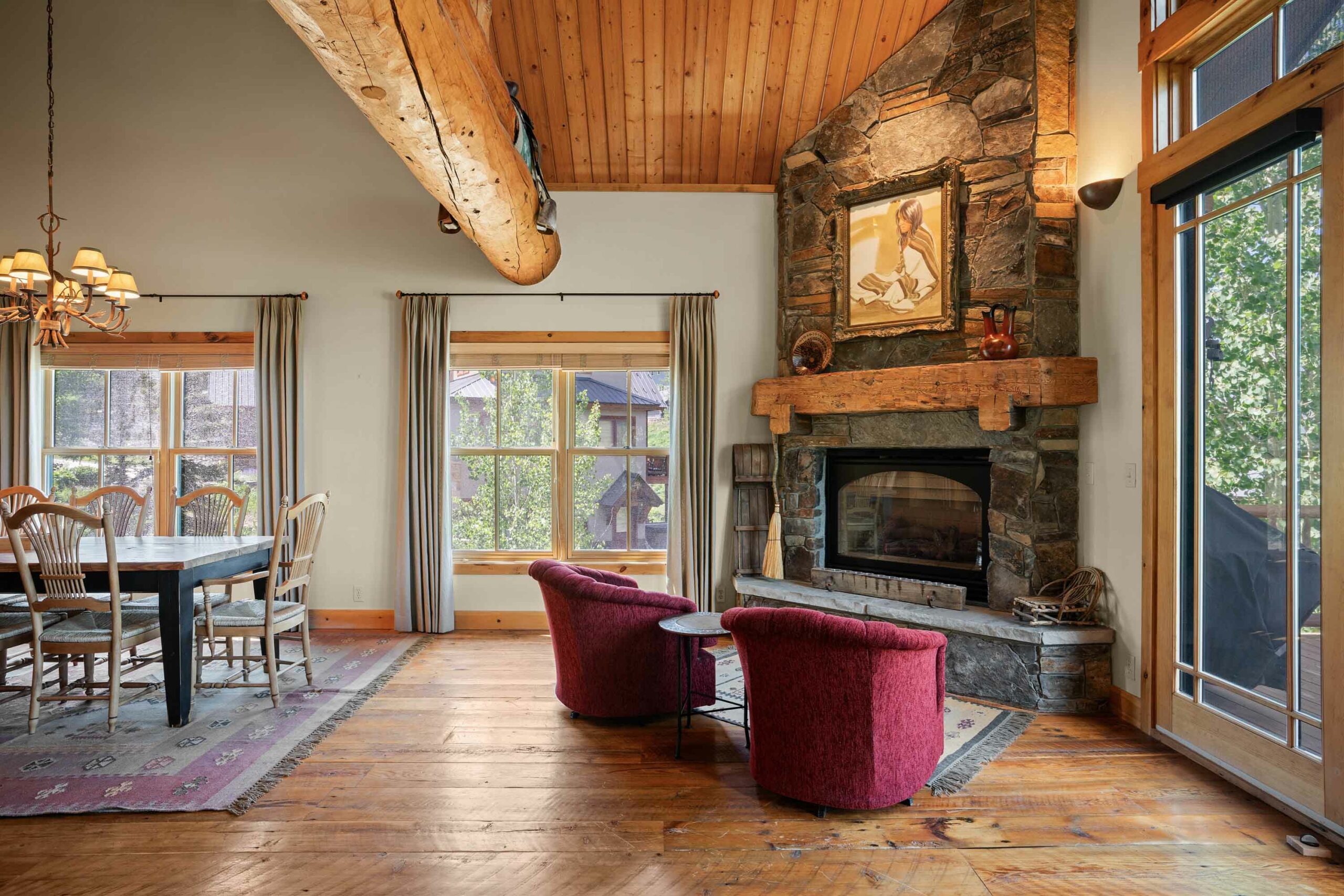 18 Ruby Drive Mt. Crested Butte, Colorado - Dining room, living room and fireplace