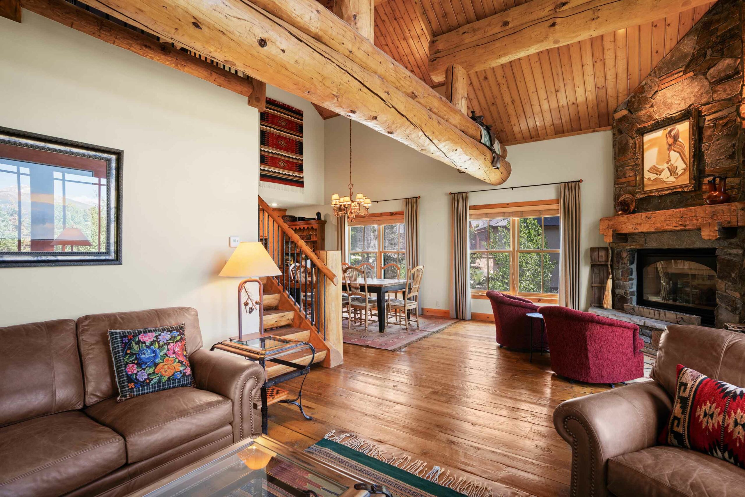 18 Ruby Drive Mt. Crested Butte, Colorado - Living room, dining room, fireplace