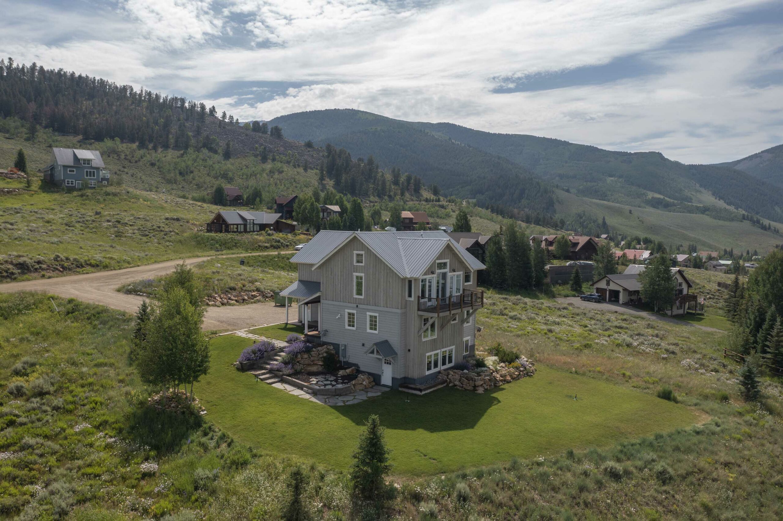 276 Zeligman Street Crested Butte, CO - side and back of house drone view _